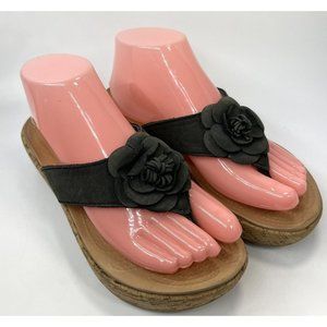 Cross Women's Comfort  Heels Wedge T- Straps Flower Size US 7 EUR 37